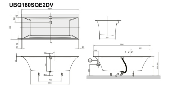 Ванна квариловая Villeroy & Boch Squaro Edge 12 UBQ180SQE2DV-01