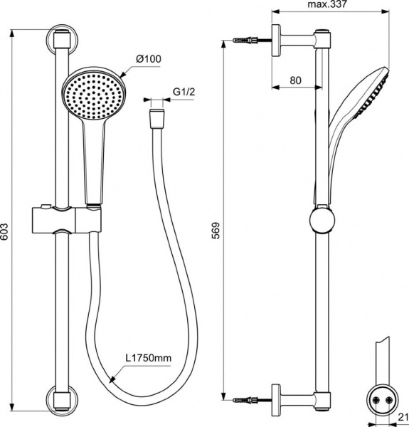 Душевой гарнитур Ideal Standard IDEALRAIN BD142XG Душевой гарнитур Ideal Standard IDEALRAIN BD142XG