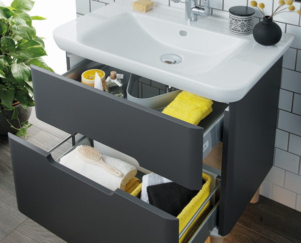Тумба c матовой антрацит раковиной 80 см VitrA Sento 60836 Тумба c матовой антрацит раковиной 80 см VitrA Sento 60836