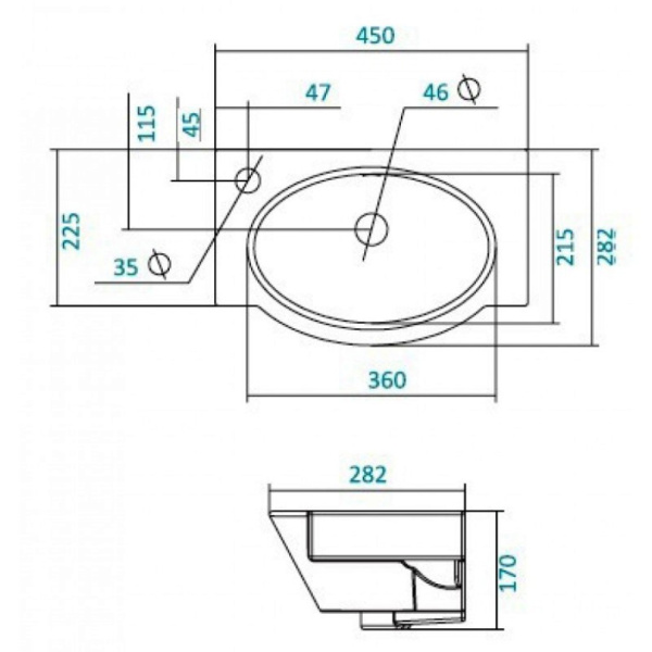 Рукомойник Santek Форум 45 см L 1WH110542
