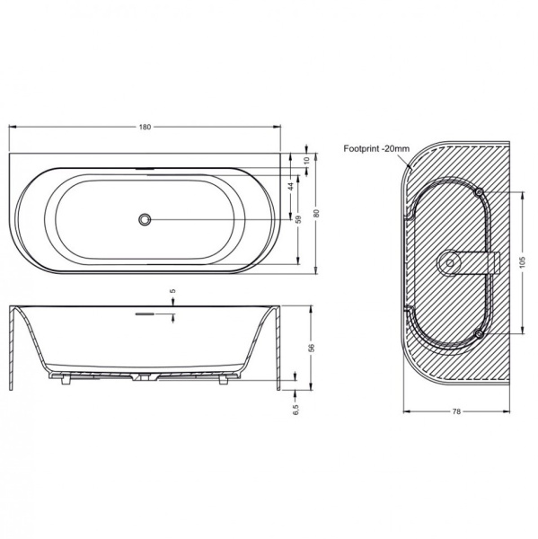 Ванна из искусственного камня Riho Valor 170x70 B131001105