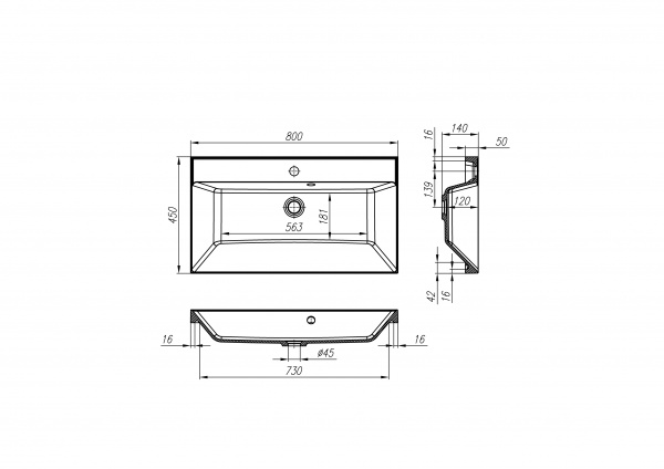 Раковина из искусственного мрамора 80x45 см BelBagno MARINO BB800/450-LV-MR-AST белый Раковина из искусственного мрамора 80x45 см BelBagno MARINO BB800/450-LV-MR-AST белый