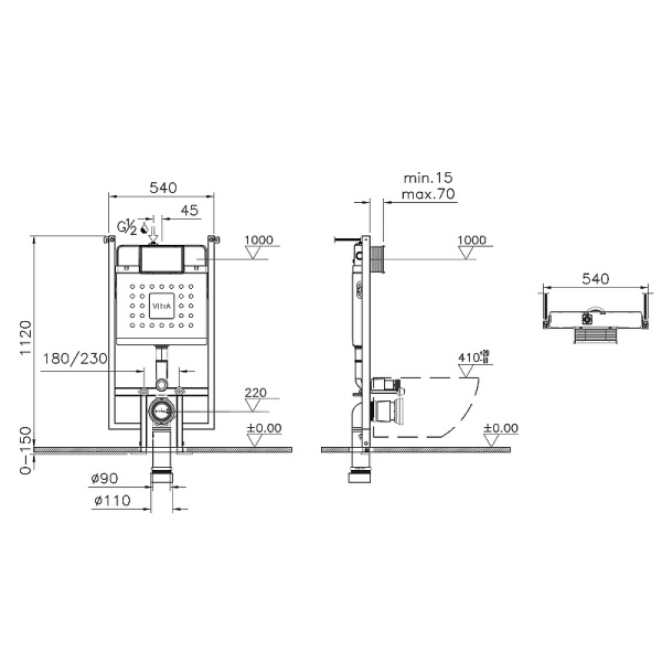 Инсталляция 8 см VitrA V-Fix Core 738-5800-01 Инсталляция 8 см VitrA V-Fix Core 738-5800-01