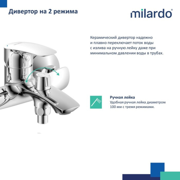 Смеситель для ванны MILARDO Rora RORSB00M02 хром Смеситель для ванны MILARDO Rora RORSB00M02 хром