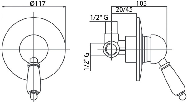 Смеситель с внутренней частью Caprigo Adria Swarovski 01-050-crm для душа хром глянцевый