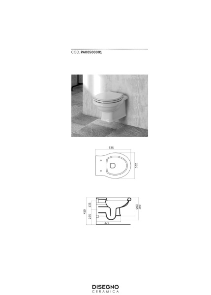 Унитаз  Disegno Ceramica Paolina PA00500001  белый Унитаз  Disegno Ceramica Paolina PA00500001  белый