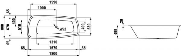 Акриловая ванна 180x80 Laufen Palomba 2.4280.0.000.000.1 Акриловая ванна 180x80 Laufen Palomba 2.4280.0.000.000.1