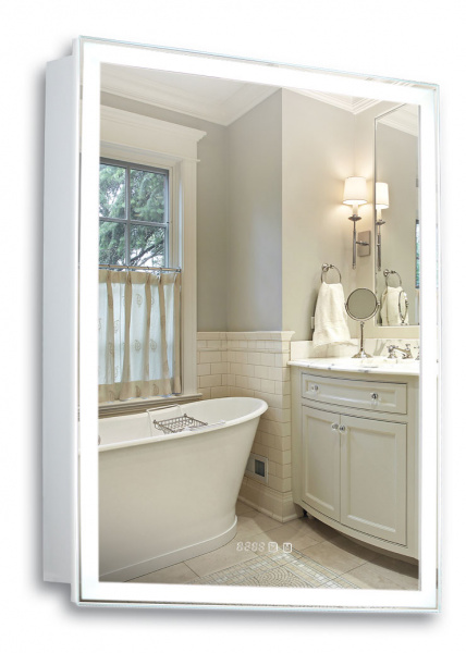 Зеркало-шкаф Silver Mirrors Киото 60 с часами и сменой цвета LED-00002358 Зеркало-шкаф Silver Mirrors Киото 60 с часами и сменой цвета LED-00002358