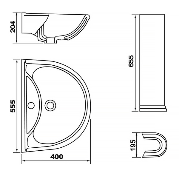 Раковина Оскольская керамика Престиж 55 см 45101100302