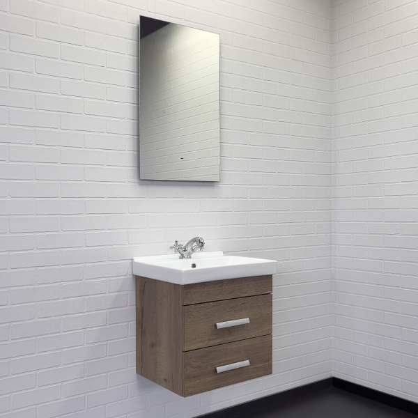 Тумба с раковиной Comforty Никосия 50 см 00-00018026 подвесная дуб темный