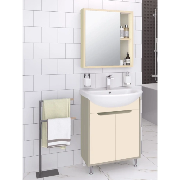 Тумба под раковину Runo Эконова 50 см 00-00004654 напольная бежевая