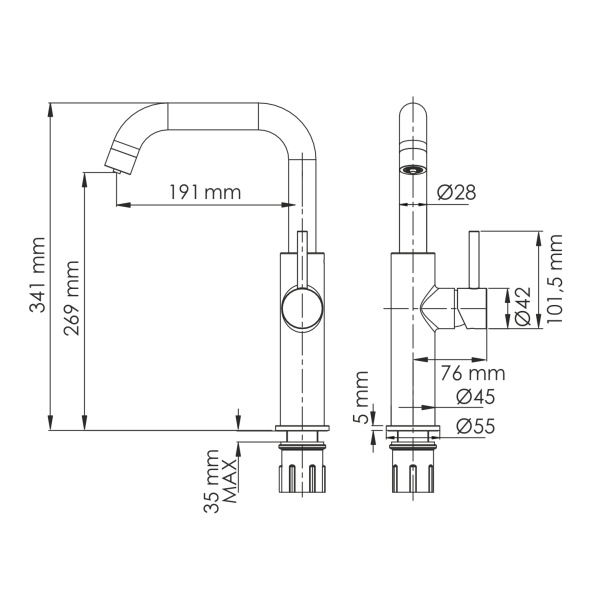 Смеситель для мойки с совмещенным изливом для фильтра WasserKRAFT A8527 никель матовый