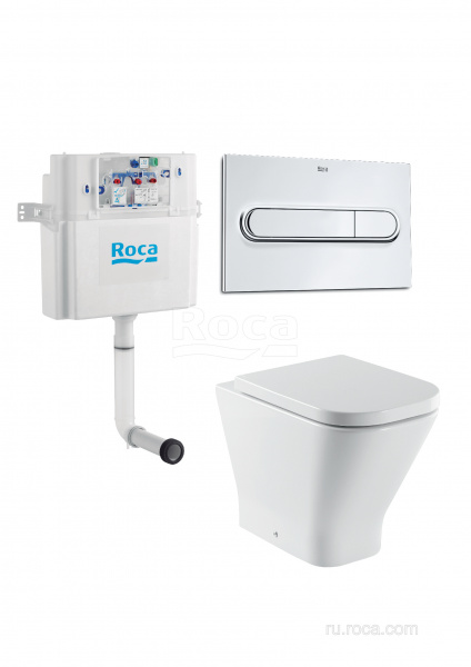 ПЭК Roca The Gap Pack 893109000 приставной унитаз + бачок + кнопка + сиденье ПЭК Roca The Gap Pack 893109000 приставной унитаз + бачок + кнопка + сиденье