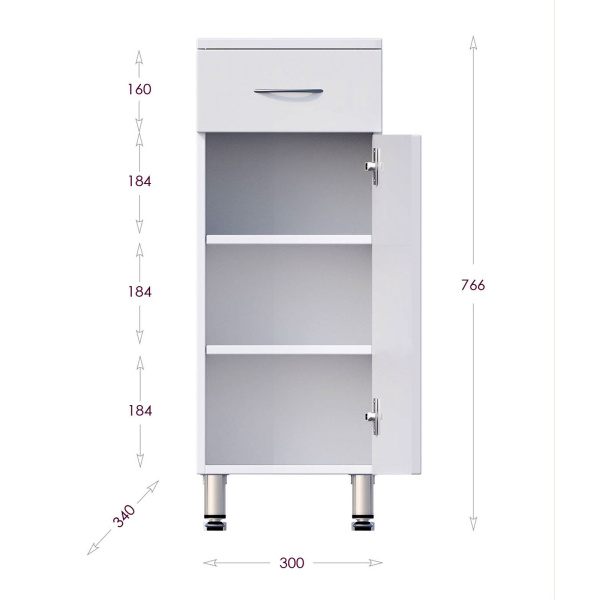 Пенал Onika Каприз 30x75 см 403002 R напольный белый