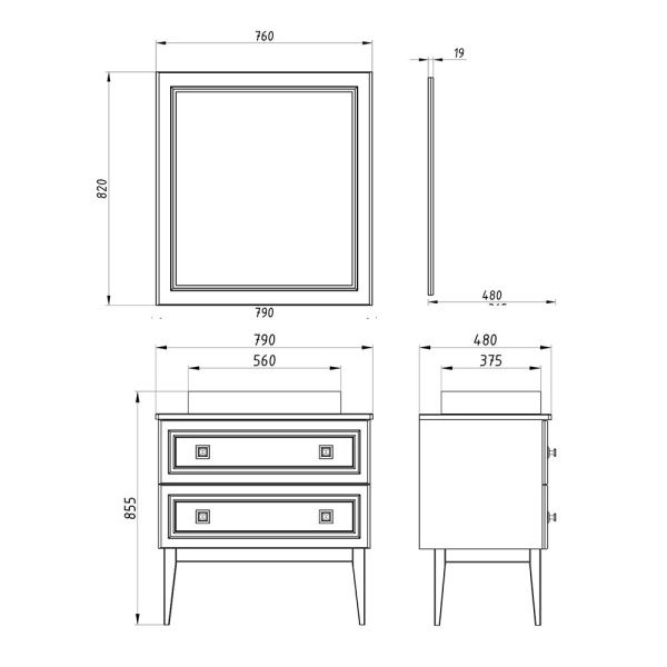 Зеркало 76x82 см Asb-Woodline Каталина 12080 серый Зеркало 76x82 см Asb-Woodline Каталина 12080 серый