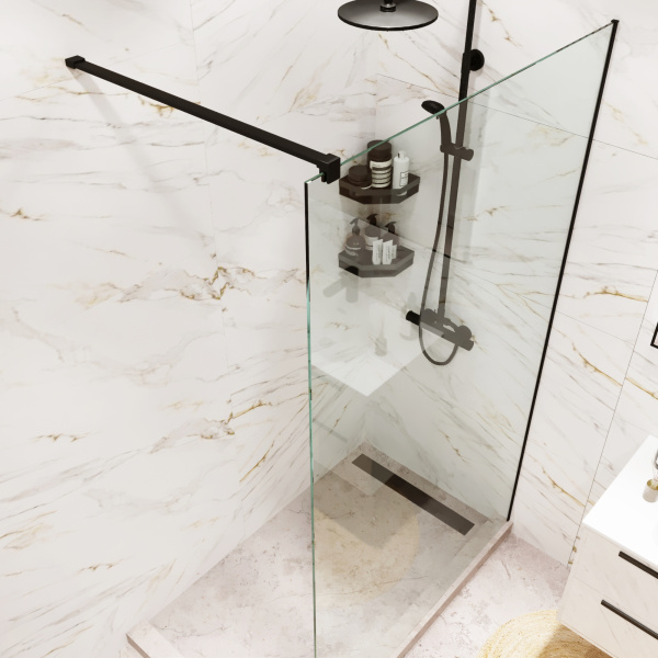 Душевая перегородка ADS Sancors Walk In 110x195 602IN.110BL.TR.08 профиль черный матовый