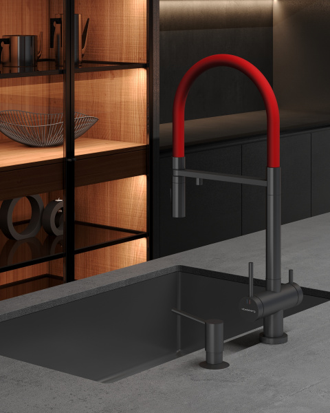 Смеситель для кухонной мойки Abelsberg Venta IXF73979GM космическая сталь брашированный