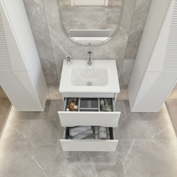 Тумба с раковиной Caprigo Modo Quarta 60 см 35711-SF027 подвесная белая