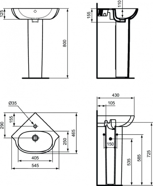 Колонна для раковины Ideal Standard TESI T352101