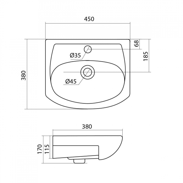 Мебельная раковина Santek Азов 45 см 1WH112449