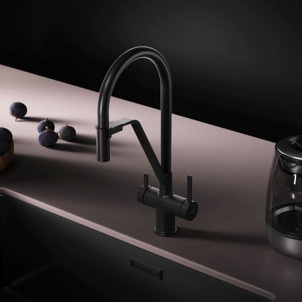 Смеситель для кухонной мойки Am.Pm Func с каналом для фильтра F8F07822 черный матовый