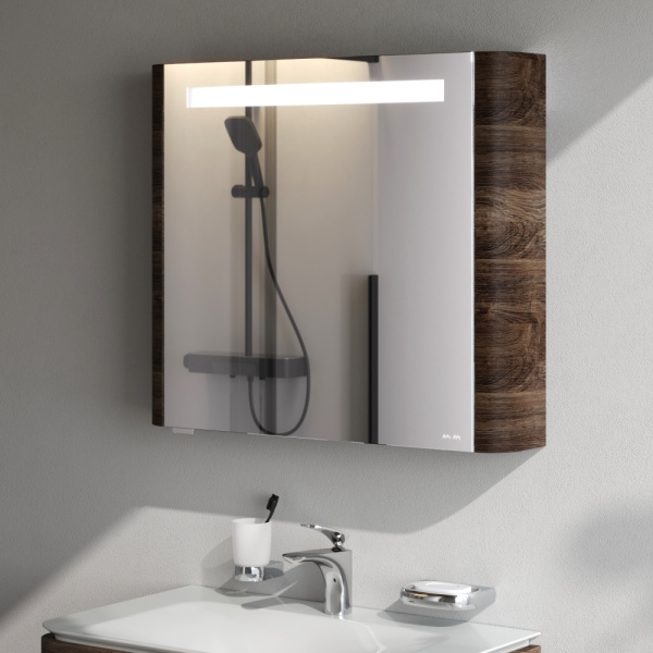 Шкаф зеркальный Am.Pm Sensation 80 см M30MCL0801NF L орех с подсветкой