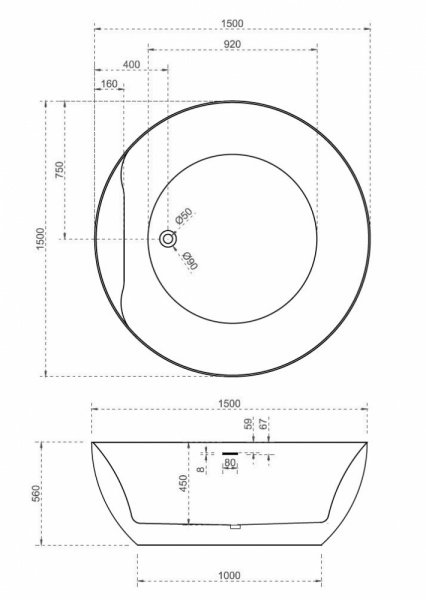 Ванна акриловая отдельностоящая 150x150 ABBER AB9280