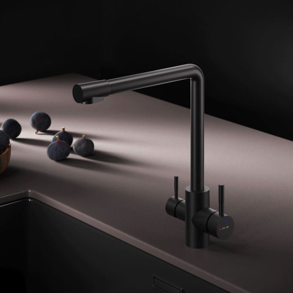 Смеситель для кухонной мойки Am.Pm X-Joy S с каналом для фильтра F85B05722 черный матовый