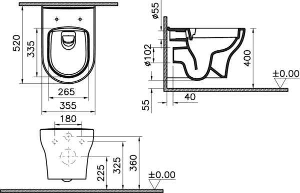 Унитаз VitrA Zentrum Round 7786B003-0075 безободковый