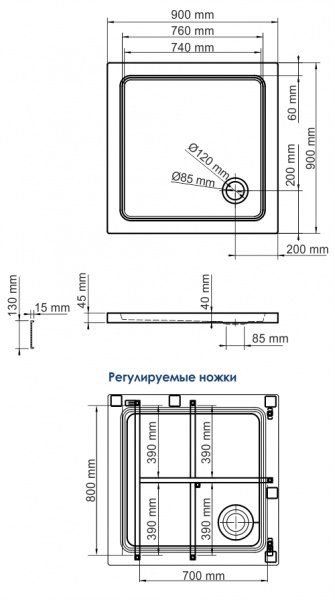 Душевой поддон WasserKRAFT Amper 29T03 Душевой поддон WasserKRAFT Amper 29T03