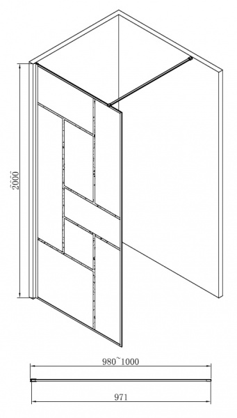 Душевая перегородка 100x200 ABBER Immer Offen AG63100B Душевая перегородка 100x200 ABBER Immer Offen AG63100B
