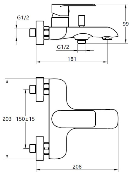 Смеситель для ванны Voda Fairway FY54 хром