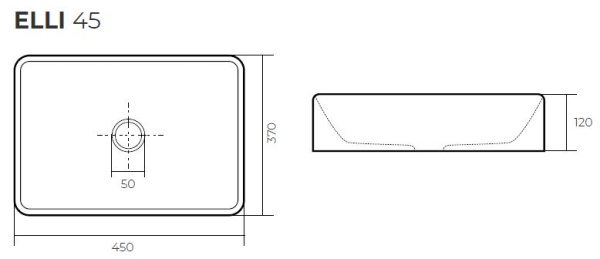 Раковина 1Marka Elli 45 Polytitan Ц0000008888