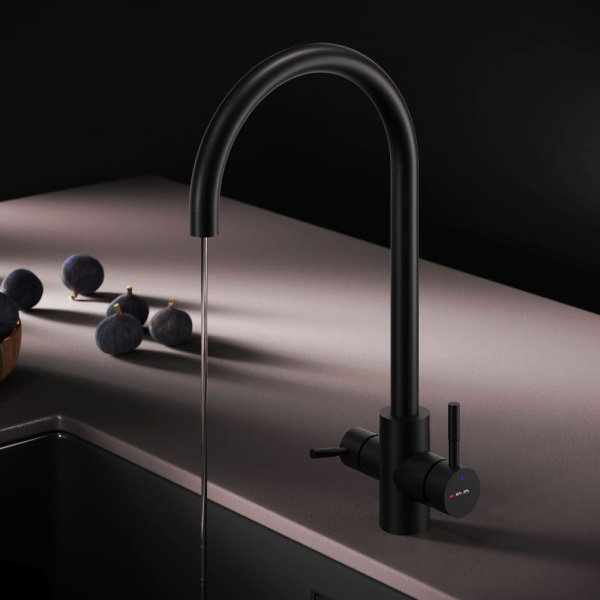 Смеситель для кухонной мойки Am.Pm X-Joy S с каналом для фильтра F85B07722 черный матовый
