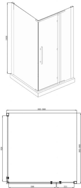 Душевой уголок 90x90x195 Bravat Blackline BS090.3113A Душевой уголок 90x90x195 Bravat Blackline BS090.3113A