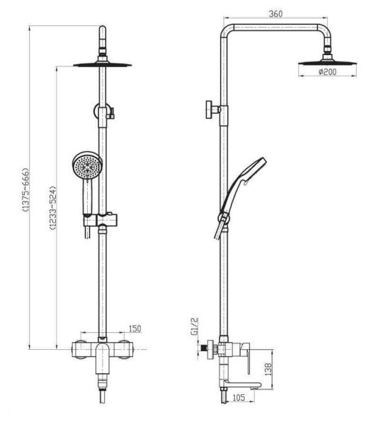 Душевая стойка  BelBagno NOVA NOV-VSCM-IN хром матовый Душевая стойка  BelBagno NOVA NOV-VSCM-IN хром матовый