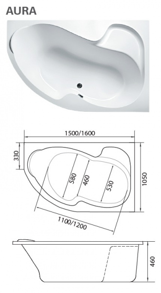 Ванна акриловая 150х105 L Marka One AURA Ванна акриловая 150х105 L Marka One AURA