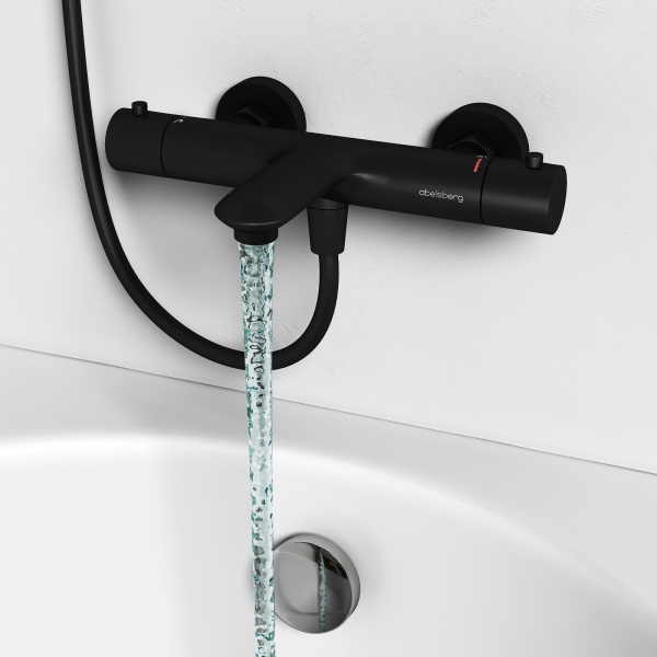 Смеситель для ванны с термостатом Abelsberg Perfecta INF61101MB вулканический черный матовый