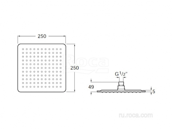 Душевая насадка Roca Raindream 250x250 нержавеющая сталь 5B2450C00 Душевая насадка Roca Raindream 250x250 нержавеющая сталь 5B2450C00