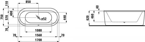 Акриловая ванна 170x75 Laufen Solutions 2.2251.2.000.000.1 Акриловая ванна 170x75 Laufen Solutions 2.2251.2.000.000.1