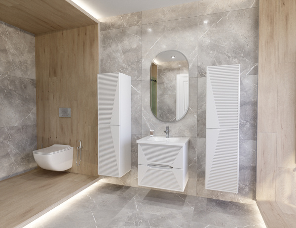 Тумба с раковиной Caprigo Modo Quarta 60 см 35711-SF027 подвесная белая