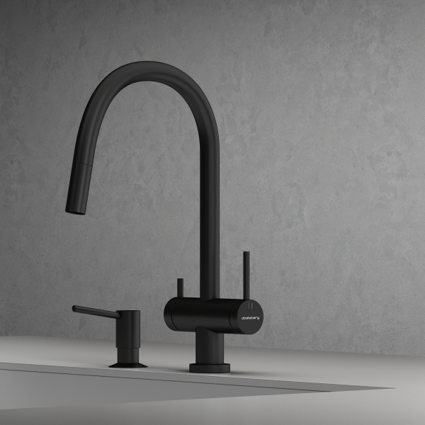 Смеситель для кухонной мойки Abelsberg Aera EMF71709MB вулканический черный матовый