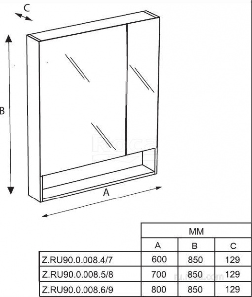 Зеркальный шкаф Roca The Gap 60 белый глянец ZRU9302885 Зеркальный шкаф Roca The Gap 60 белый глянец ZRU9302885