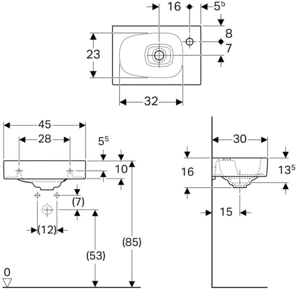 Рукомойник Geberit Citterio 45 см R 500.541.01.1