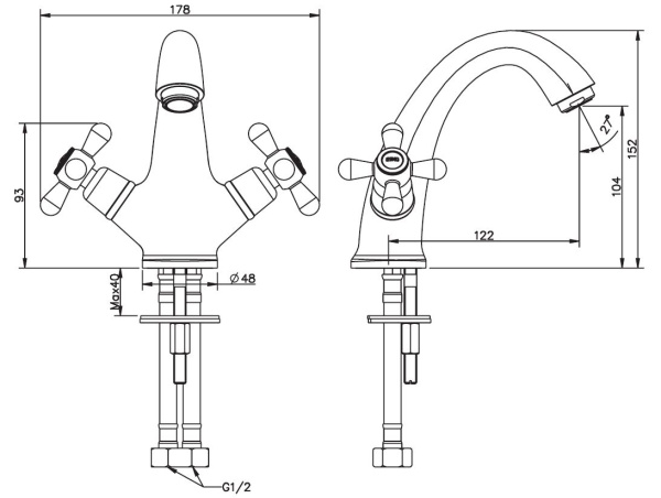 Смеситель для раковины Esko Vienna VN 26-2 хром