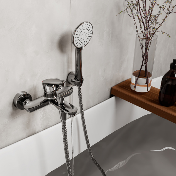 Смеситель для ванны с душевым гарнитуром WasserKRAFT Vils 5601 хром глянцевый