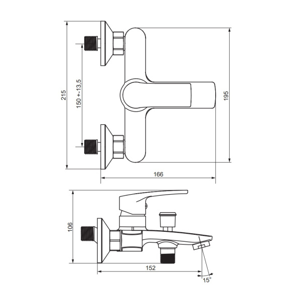 Смеситель для ванны Damixa Eclipse 2.0 481000300 черный матовый