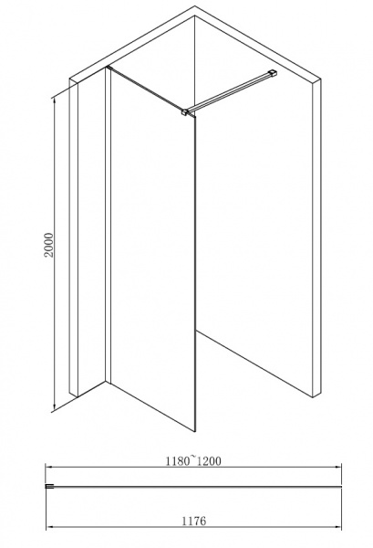 Душевая перегородка 120x200 ABBER Immer Offen AG61120B Душевая перегородка 120x200 ABBER Immer Offen AG61120B