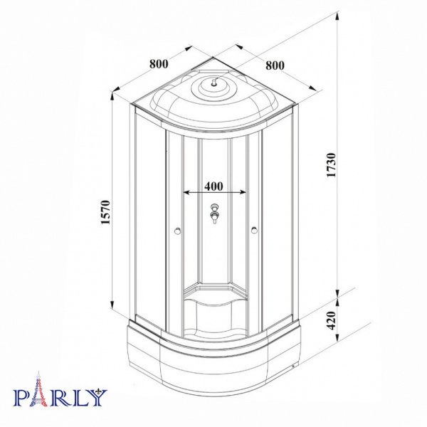 Душевая кабина Parly BETT821 профиль матовый хром