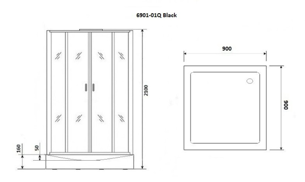Душевая кабина 90x90 Niagara Premium NG-6901-01Q BLACK Душевая кабина 90x90 Niagara Premium NG-6901-01Q BLACK